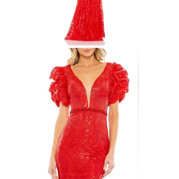 MAC DUGGAL NWT Evening Gown 12421 Red Sparkle Embellished Size 6 $798 MSRP - Picture 5 of 14